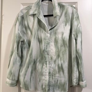 Stylish Green and White Button-Up Shirt